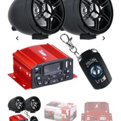 Motorcycle Bluetooth Amplifier With 2 Speakers