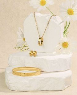 18K Gold Plated Stainless Steel Set Jewelry