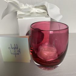 Glassybaby Collectible Tea Light Votive Candle Holder Cranberry True Love 