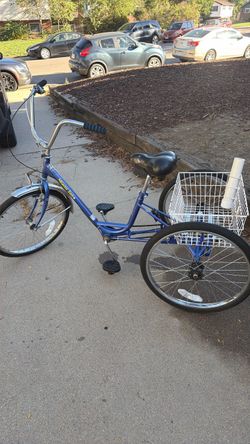 24”Miami Sun Adult Tricycle Blue with Rear Basket