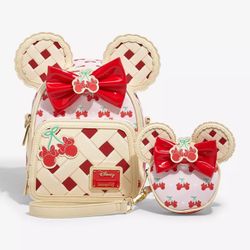 Loungefly Disney Minnie Mouse Cherry Pie Convertible Mini Backpack Set