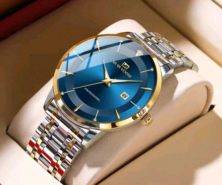 BRAND NEW! STAINLESS STEEL 3x GOLD PLATED MENS QUARTZ RHINESTONE 43mm WATCH