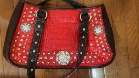 Red and black women's purse