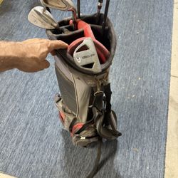 Zevo titanium matrix golf clubs with carry bag.  
