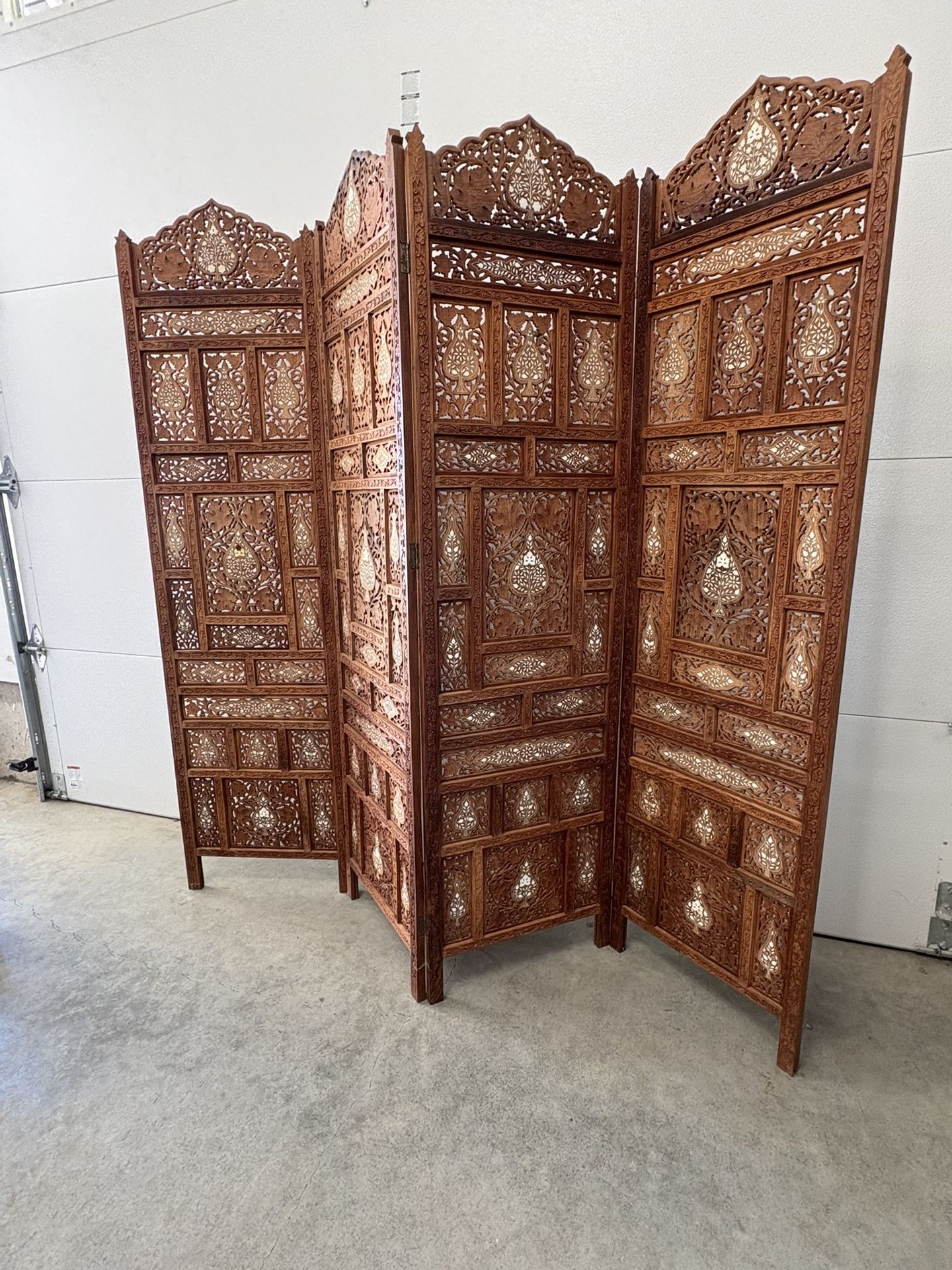 Mid Century Japanese 4 panel folding room divider 1940's