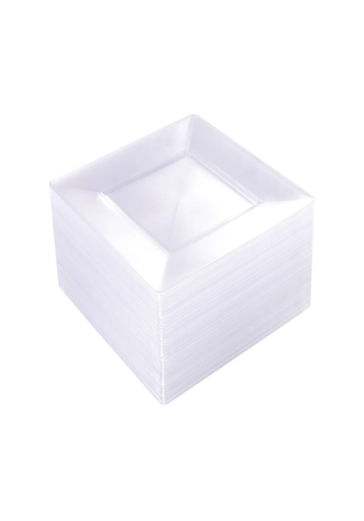 100pcs Clear Plastic Plates, 6 inch Square, Disposable NEW!! NIB