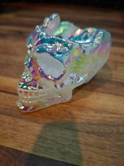 Angel Aura Coated Quartz Skull Bowl
