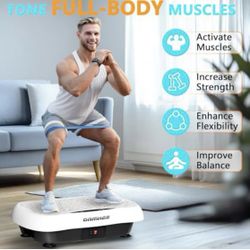 Damkee Vibrating Board Workout, Weight Loss Exercise Equipment and Lymphatic Drain Massager, Waver Fitness Exerciser, 4 Resistance Bands (White)