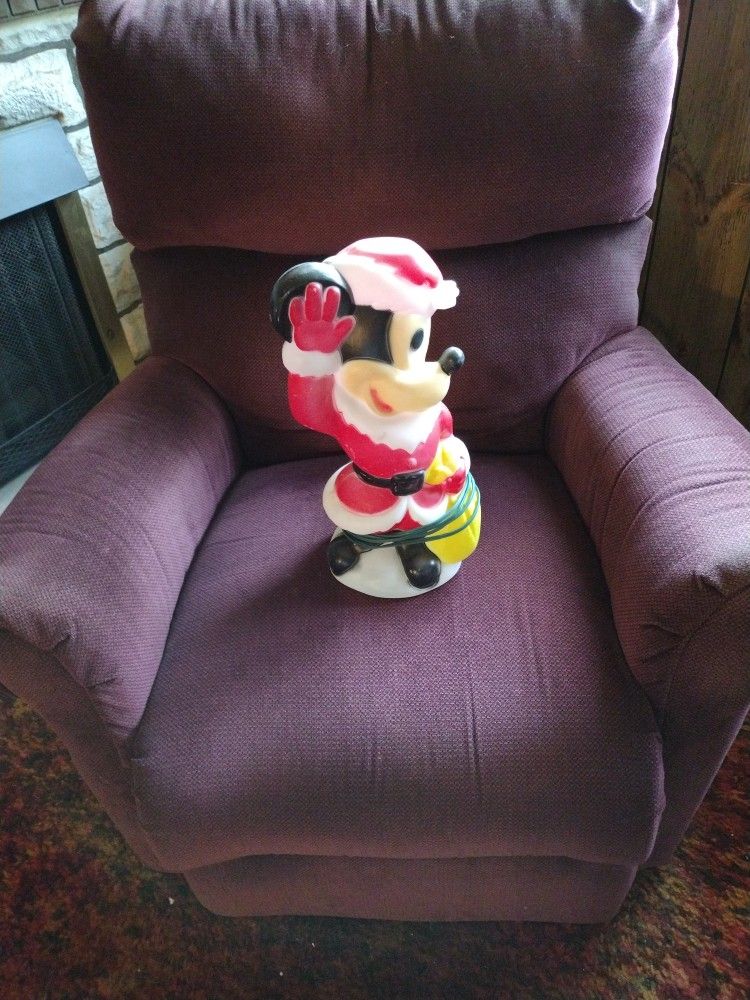 Vintage Xmas Disney Mickey Mouse Blow Mold Lite Decoration