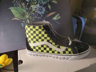 New Vans Sk8-Hi Reissue BMX Checkerboard Men's Size 12 shoes Black Sharp Green NEW