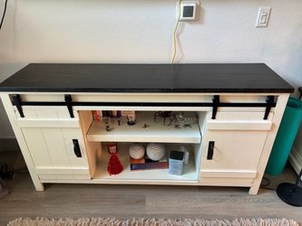 Farmhouse TV Stand with Barn Door Sliding Doors