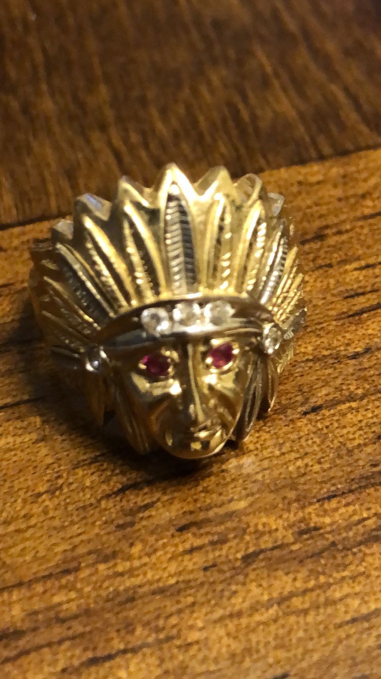 14k Indian head ring size 8.5 -6.8g of gold