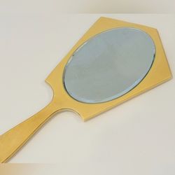 Original Vintage Antique Fine Art Beveled Glass Hand Mirror Bakelite Composition