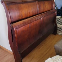 Cal King Sleigh Bed All Wood-Clean