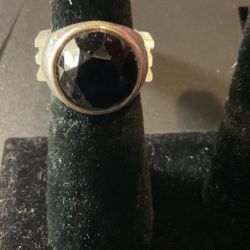 Size(s) Silver Ring W/ Black Stone