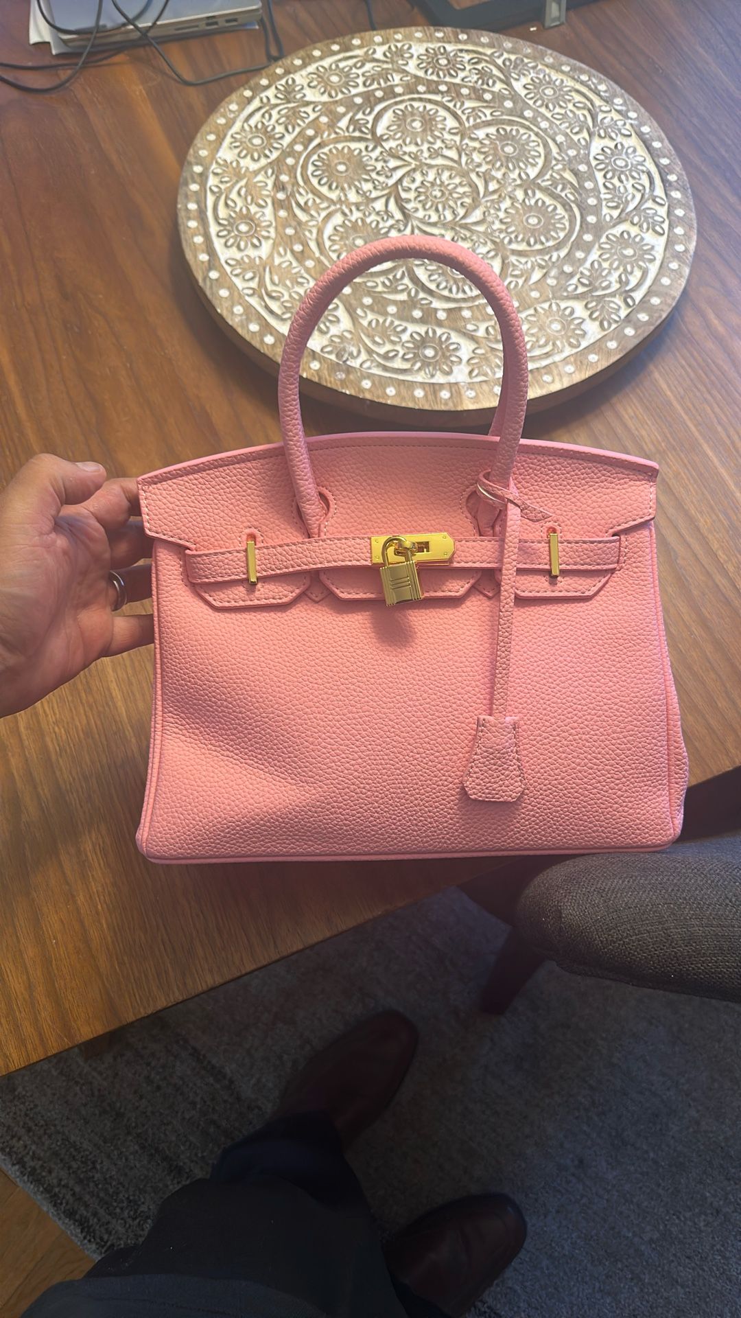 PINK 30CM LEATHER HANDBAG