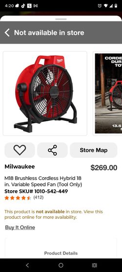 Milwaukee M18 Brushless Cordless 18in Variable Speed Fan