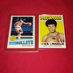 2 Vintage Old 1970's Wes Unseld Topps Basketball Cards 