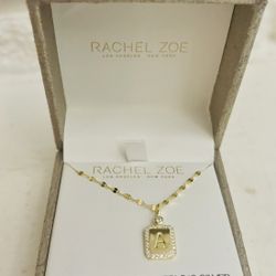 14KT GOLD PLATED STERLING SILVER CUBIC ZIRCONIA 18+2" NECKLACE RACHEL ZOE LOS ANGELES NEW YORK