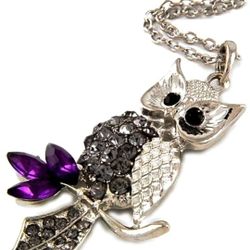  Amethyst Crystal Accent Owl