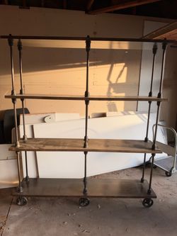 Metal and wood bookshelf