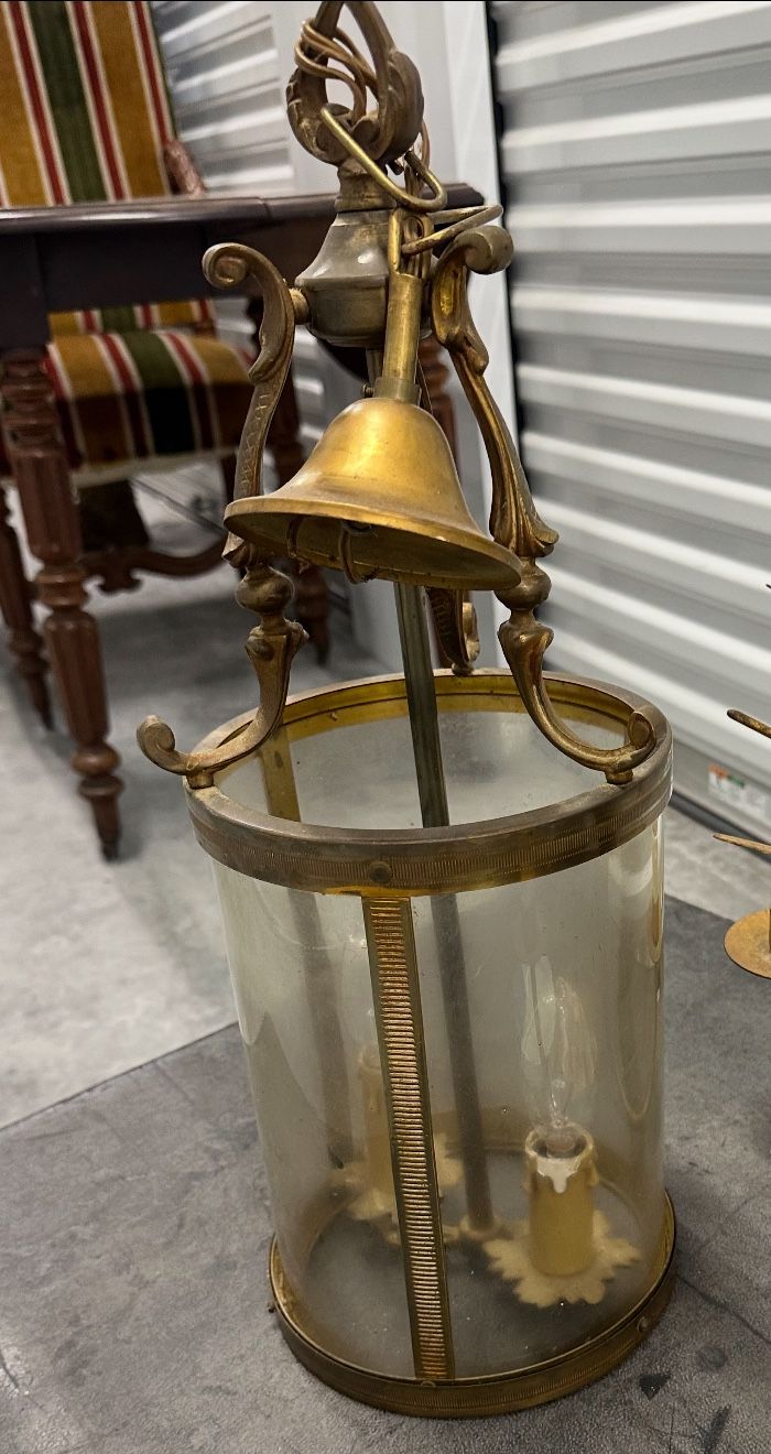 Antique French Brass Lantern Pendant