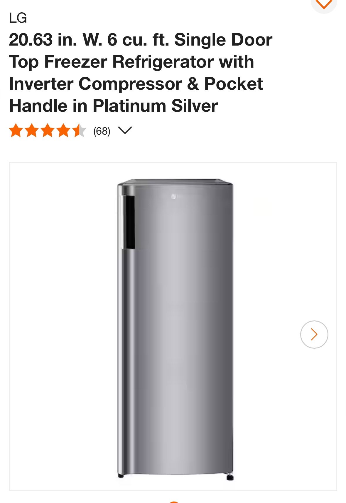 LG 6.0 cu ft single door refrigerator 