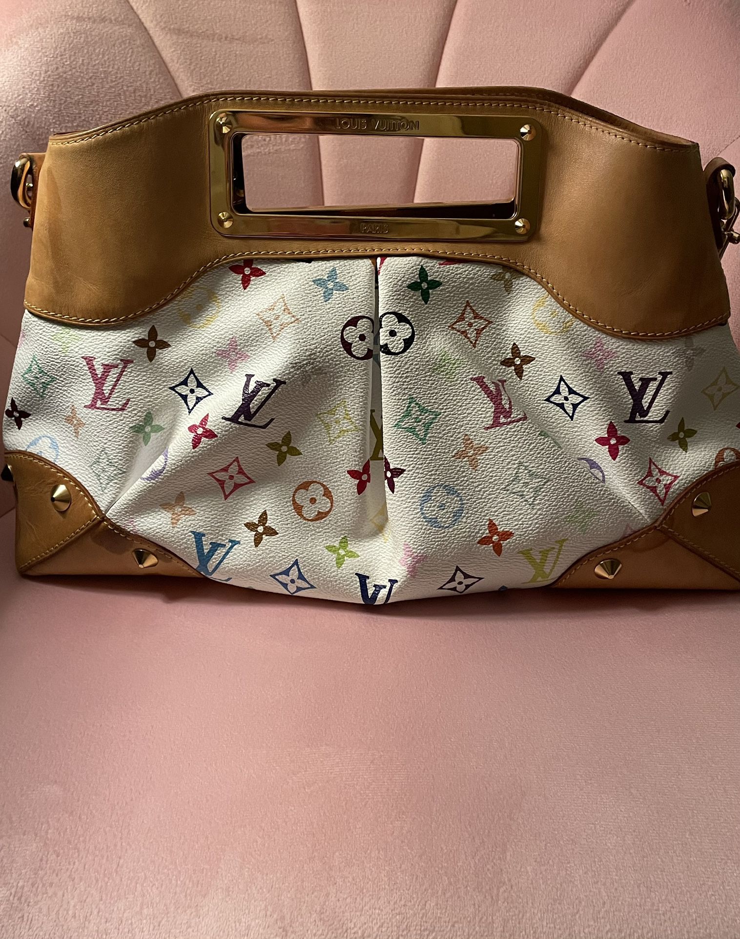 Authentic Louis Vuitton Judy Shoulder Bag PM Beige White Canvas Leather for  Sale in Rancho Santa Margarita, CA - OfferUp