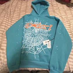 Sp5der hoodie punk v2 cyan size medium