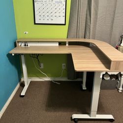 Adjustable Height Study Desk L-Shape