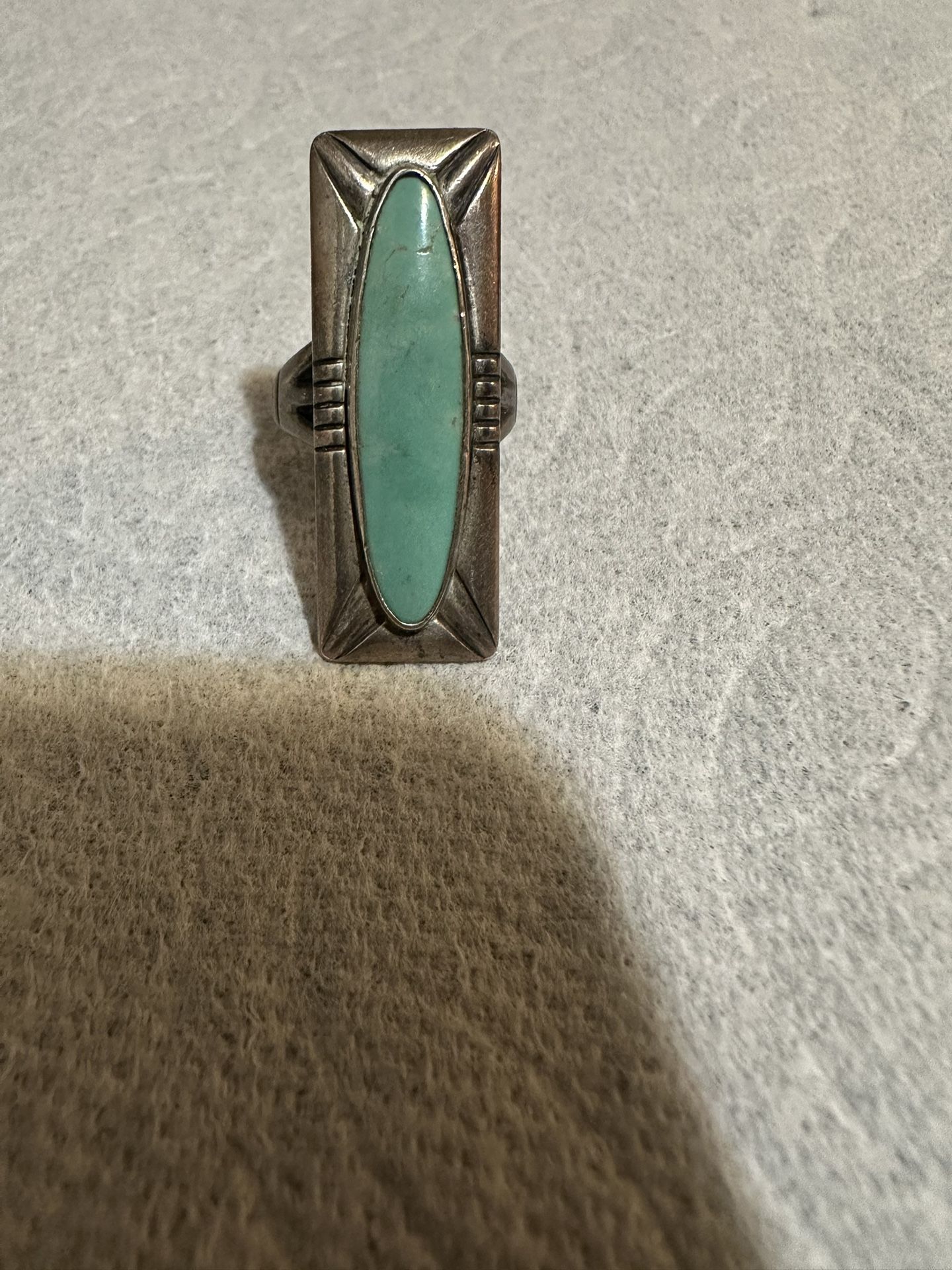 Tom Baldwin Vintage Native American Turquoise Sterling Silver Ring Size 5