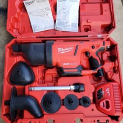 M12 12-Volt Lithium-Ion Cordless Drain Cleaning Airsnake Air Gun Kit with (1) 2.0Ah Battery, Toilet Attachments