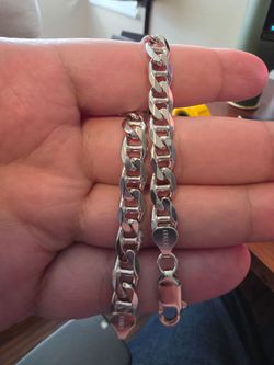 7 1/2" 925 Italian Sterling Silver Mariner Link Bracelet 7.5mm