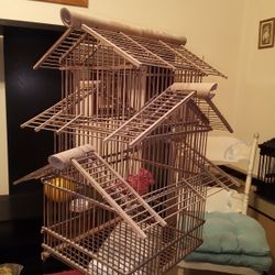 Vintage Multi Tiered Bamboo Birdcage 