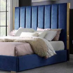 Blue Fabric Beds - King And Queen Sizes - Mattress Sold Separately 