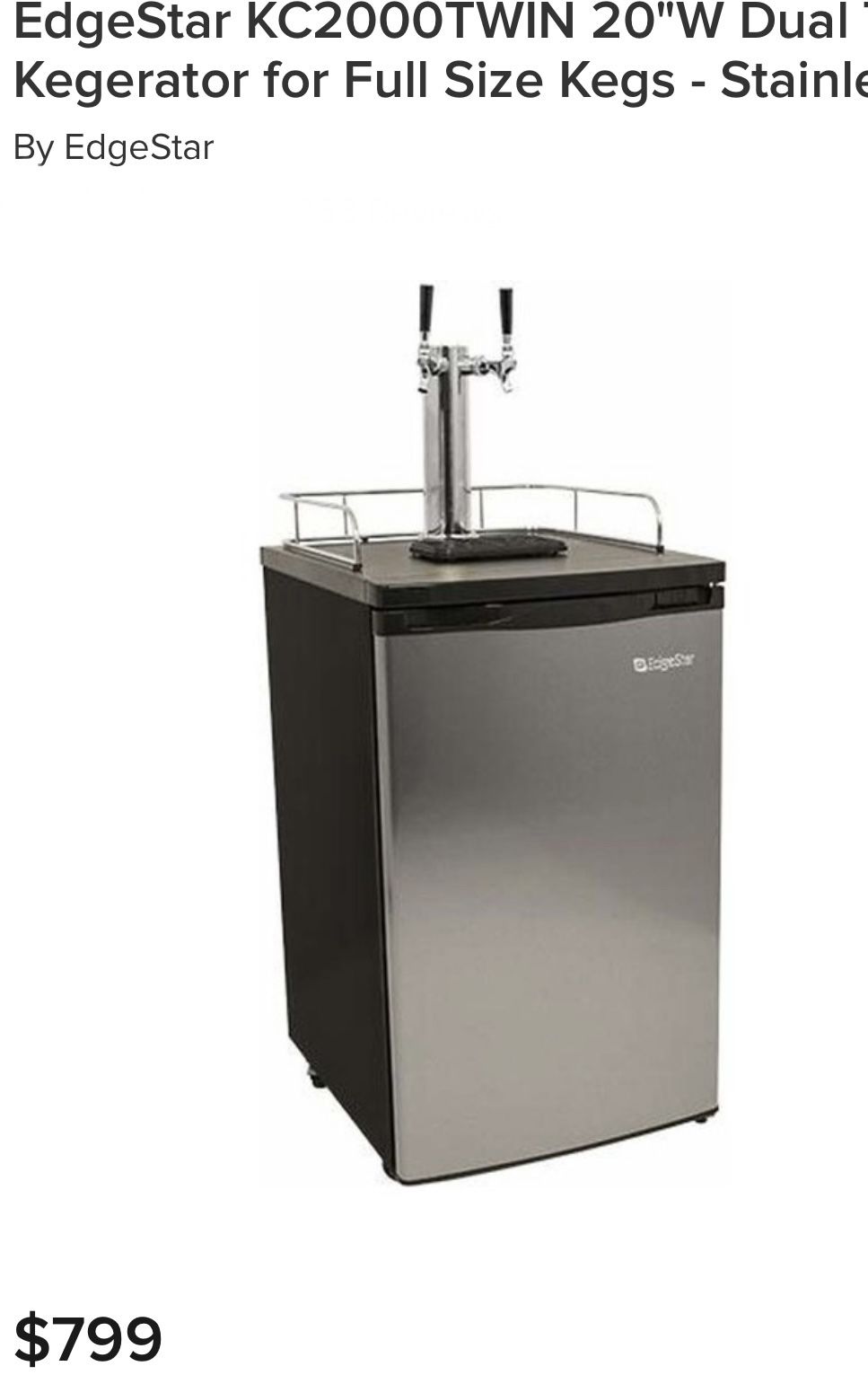 EdgeStar KC2000SSTWIN 20 Inch Wide Dual Tap Kegerator for Full Size Kegs with Ultra Low Temp