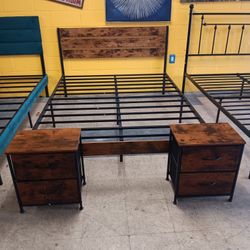 Queen Metal And Wood Bed Frame 