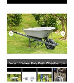 5-cu ft 1 Wheel Poly Push Wheelbarrow