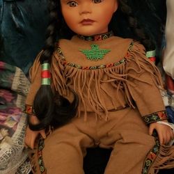  NOT SOLD Porcelain Doll -  Native American 