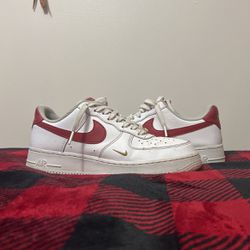 Af1 White And Red  No Box  Women Size 11.5