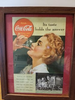 Vintage coca cola framed advertising