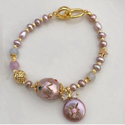 B22-Handmade Freshwater Pearl & Edison Pearl Inlaid Crystal Bracelet