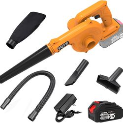 Cordless Leaf Blower, Small Handheld Lightweight Battery Powered Leaf Blower, with 4.0Ah Battery & Charger, 2-in-1 Electric Leaf Blower & Vacuum, for 