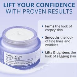 goPure Tighten & Lift Neck & Chest Moisturizer Cream for Visibly Firming, Tightening and Lifting Wrinkles & Crepey Skin, 1.7oz