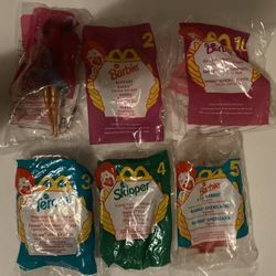Six  Collectible Barbie Mc Donald’s Happy Meal Toys 