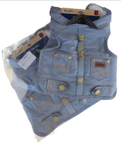 Wrangler Light Wash Denim Dog Vest Harness Small NEW