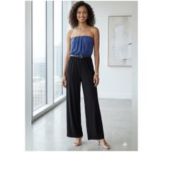 Iris LA Jumpsuit sleeveless size XL elastic neckline top pants one piece chiffon