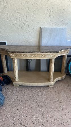 Wood with Marble Top Entrance Table / Side Table - Skeffington's