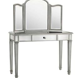Pier 1 Imports Hayworth Mirrored Vanity. Folding Mirror and Single Drawer.
