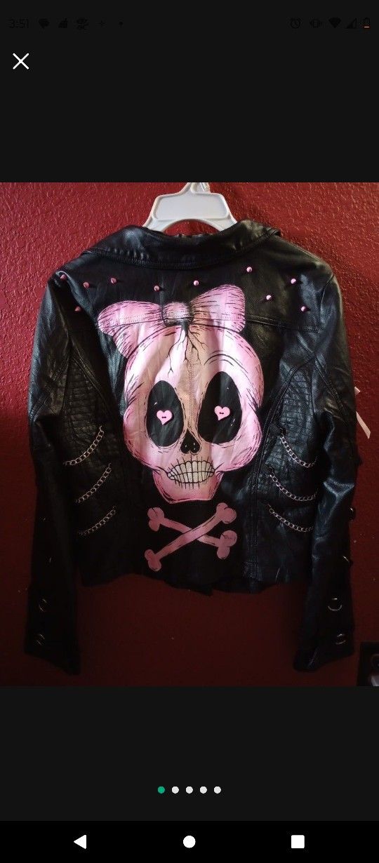 Hand Painted Faux Leather Jacket 